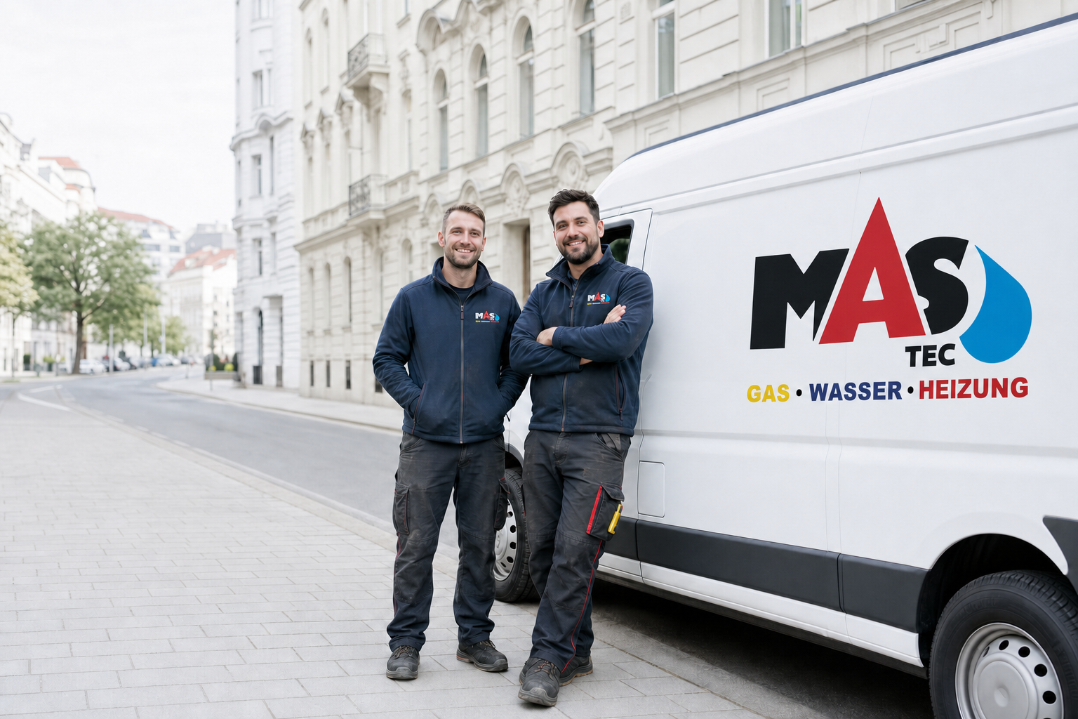 Mastec Techniker mit Messgerät bei der Leckortung in einem Gebäude